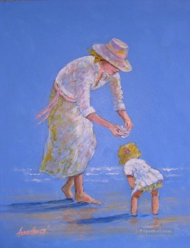 海辺の宝物母と子 Oil Paintings